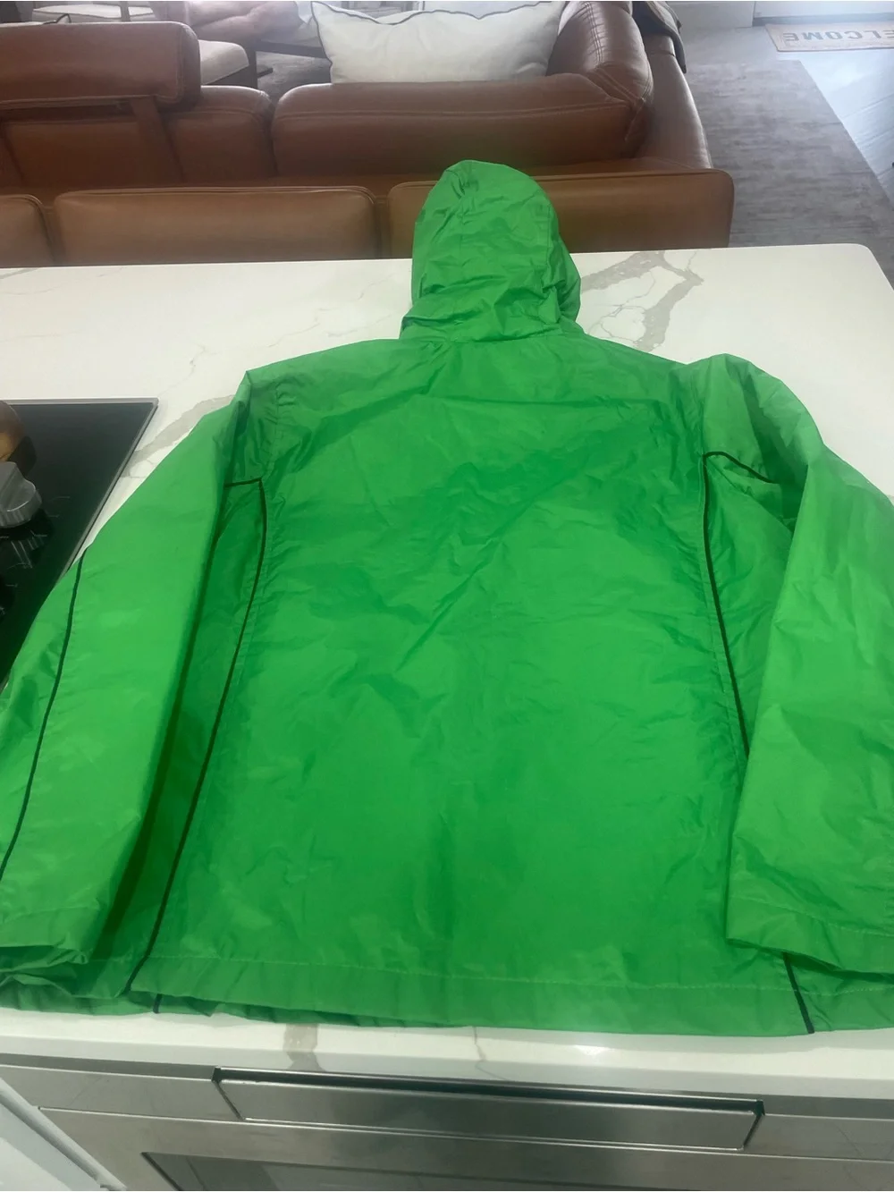 Green Hooded Windbreaker Jacket